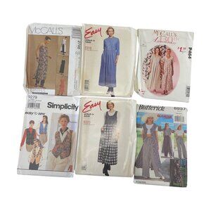 Simplicity & McCalls Sewing Patterns Bundle Vest Dress Pants Sizes XS-L